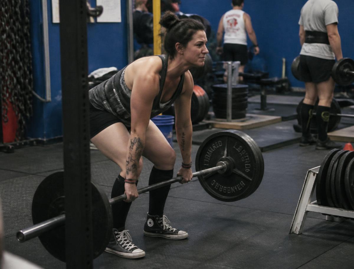 Deadlift set in the free weights area
