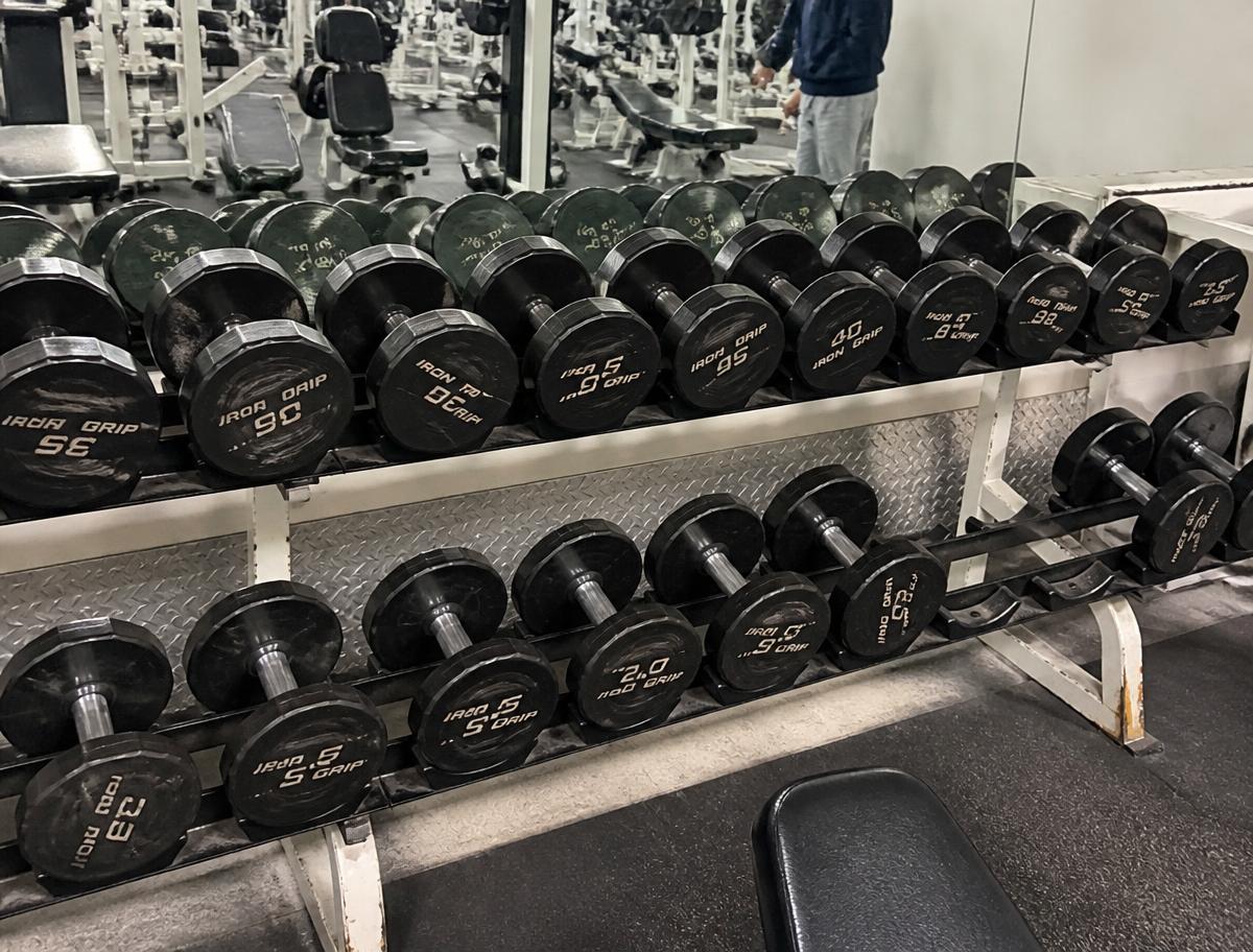 Dumbbell rack in the gym